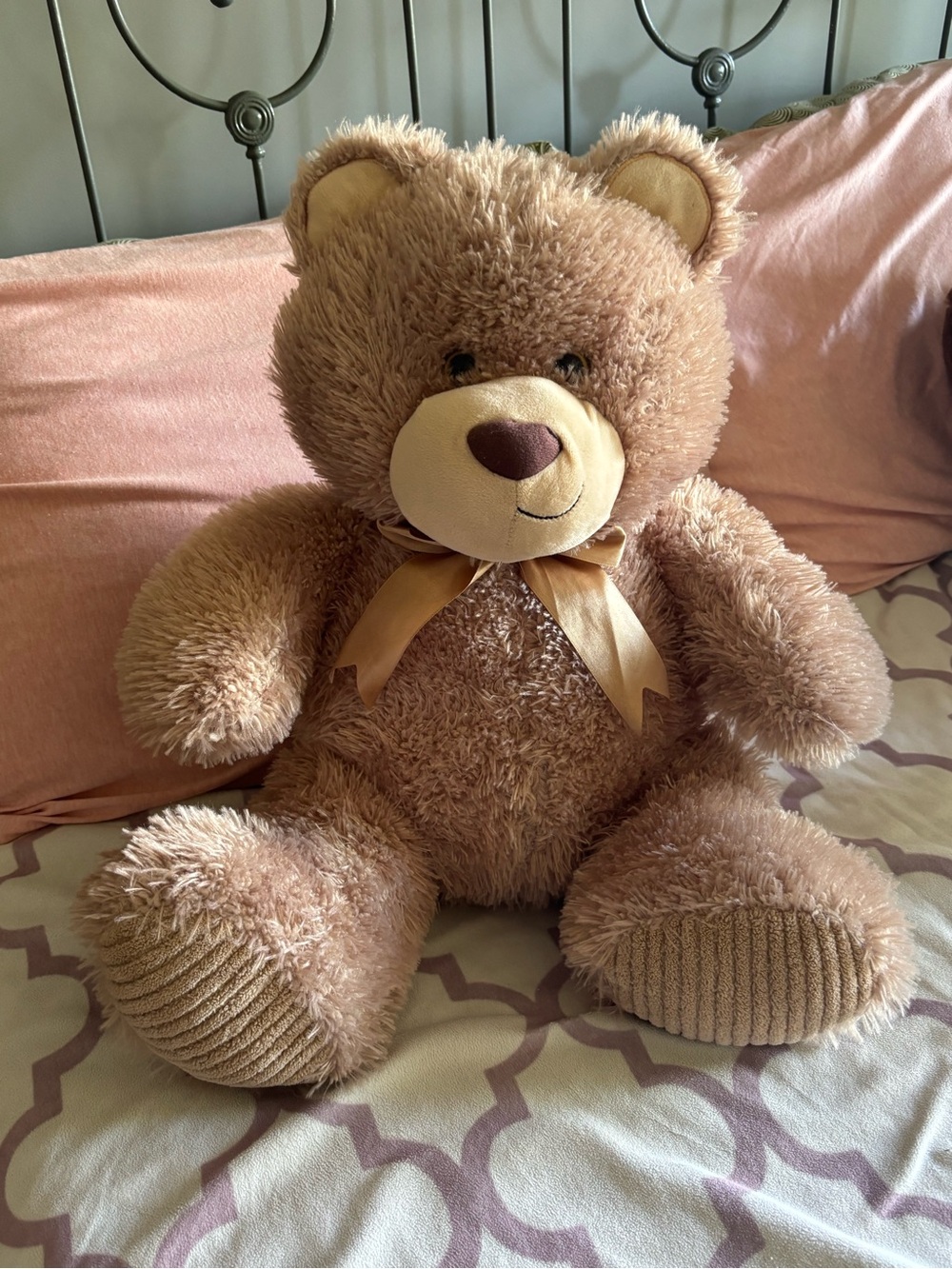 Plush Brown Teddy Bear with Bow - Soft Huggable Kids Toy